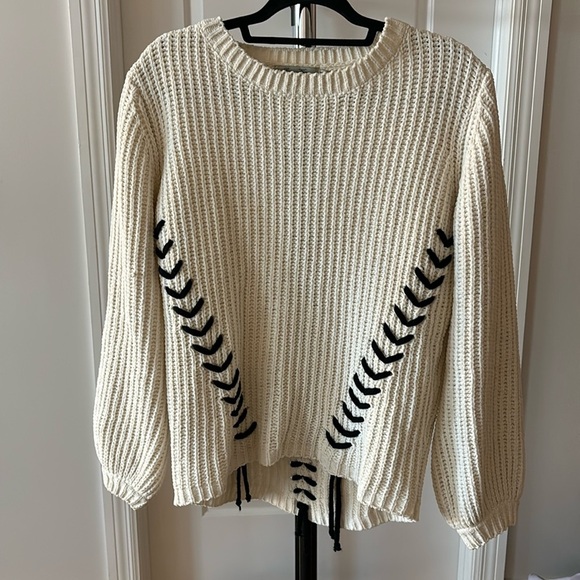 lucy wang Sweaters - Black lace up oversized sweater